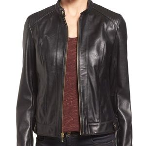 Cole Haan - Smooth Leather Racer Jacket - Black M